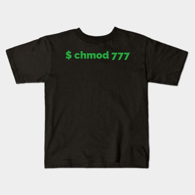 Linux Command chmod 777 Kids T-Shirt by Cyber Club Tees